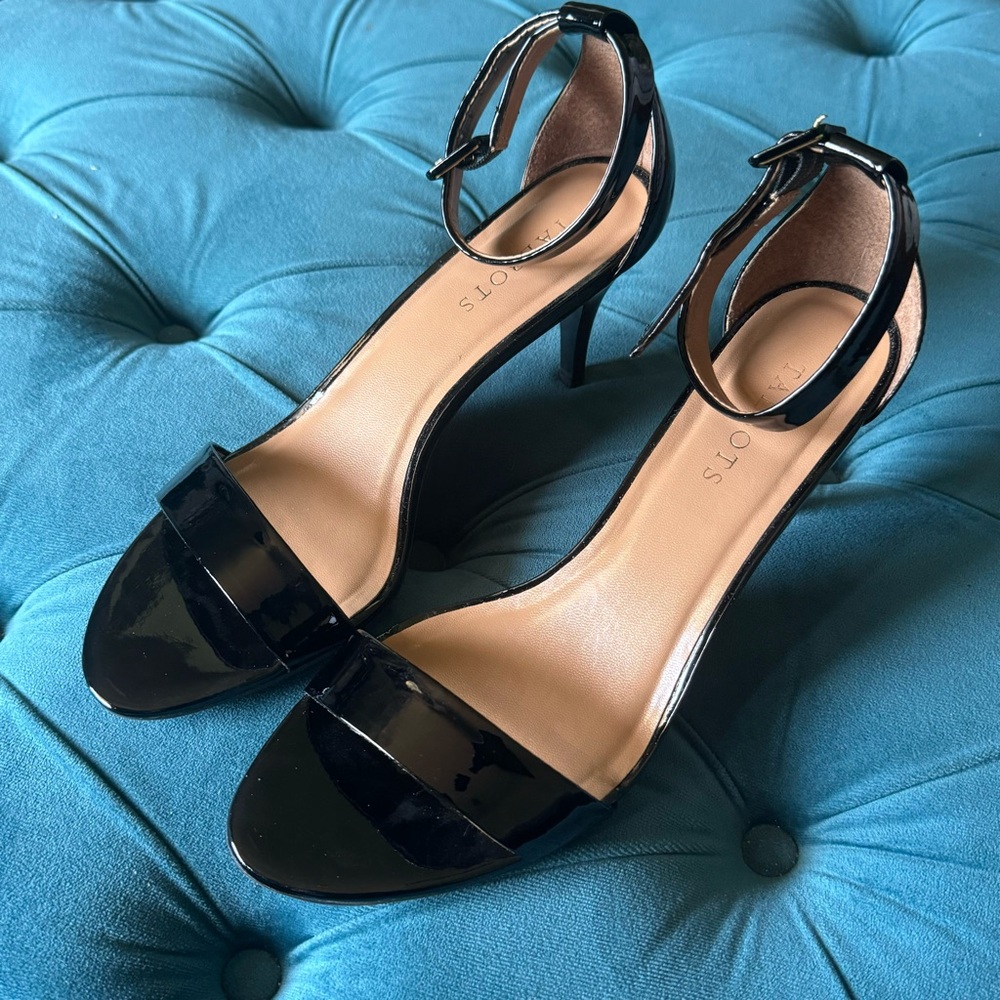 Talbots Black Leather Strappy Heel